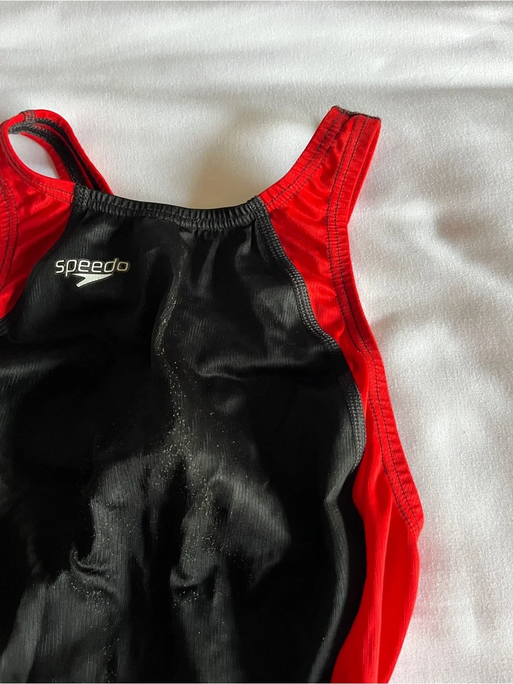 Speedo Fastskin FSII Competitive Swimsuit Red Black Size 30 One Piece Flyback